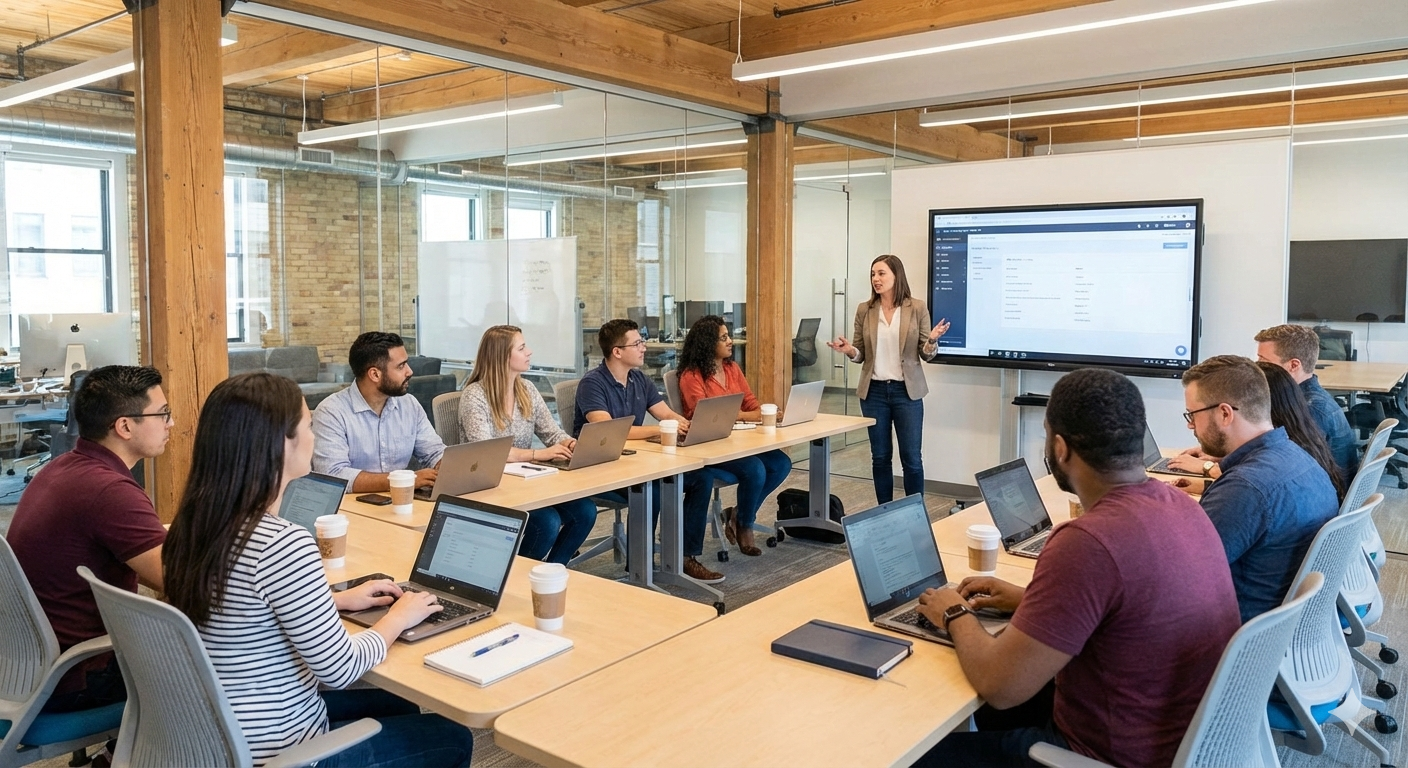 Team participating in ServiceNow enablement workshop